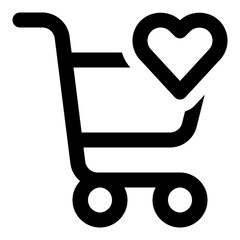 Love cart icon in outline style. Simple checkout symbol vector illustration — pixel-perfect icon.