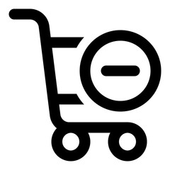 Remove cart icon in outline style. Simple checkout symbol vector illustration — pixel-perfect icon.