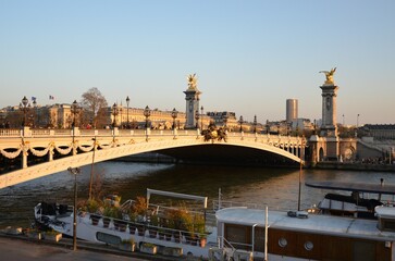 Fototapeta na wymiar The famous Alexandre III Bridge at sunset in Paris, France