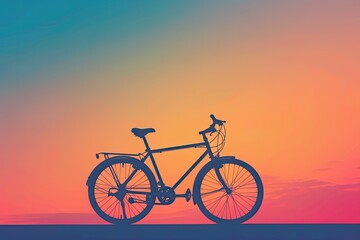 Fototapeta premium A minimalist depiction of a bicycle silhouette against a sunset-colored gradient