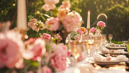 Wedding decoration with peonies, floral decor and event celebration, peony flowers and wedding ceremony in the garden, English country style