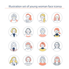 若い女性の顔　アイコンセット