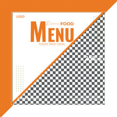 Set of Editable square banner template design for food post on Instagram. Suitable for Social Media Post restaurant and culinary digital Promotion. Red and Yellow background color shape vector.