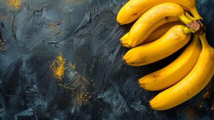 bunch of yellow bananas on dark oil paint background