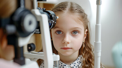 Little girl at an appointment with an ophthalmologist - obrazy, fototapety, plakaty