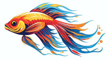 Obraz na płótnie Canvas Vector Tattoo Fish flat vector isolated on white background