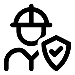 Contractor insurance icon in outline style. Simple employee safety vector illustration — pixel-perfect icon.
