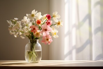 Embrace the simplicity of springtime still life with a bokeh background of freshly picked wildflowers in a vase