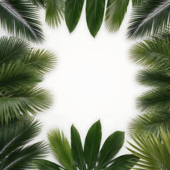 the circle is empty, the frame is made of palm leaves on a white background. place of the text