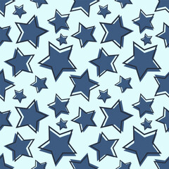Seamless pattern with stars and outline, colored