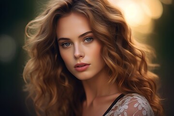 Fototapeta premium Explore the magic of twilight with a bokeh background illuminated by the setting sun.