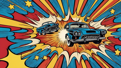 Vintage design in the style of retro comics boom explosion crash bang with light . Can be used for decoration or graphics