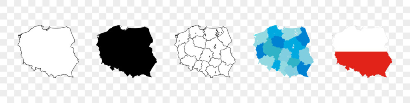 Fototapeta Map of Poland icon. Linear icon. Transparent background. Vector isolated elements. Poland map icon line symbol.