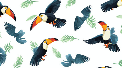 Wildlife birds print. Seamless pattern with flying 