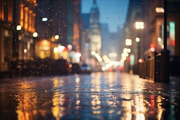 Transform ordinary city lights into a magical bokeh background in urban photography.  - obrazy, fototapety, plakaty