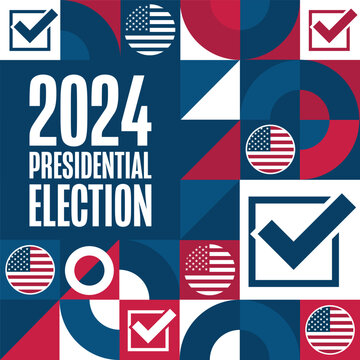 Presidential election 2024. Template for background, banner, poster with text inscription. Vector EPS10 illustration.