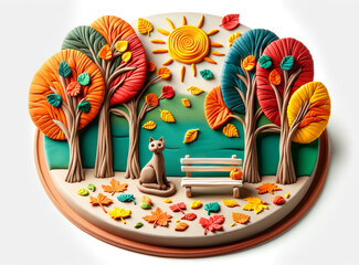 Autumn Scene Cake with Detailed Decorations