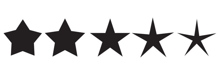 Five 5 Black Stars Icon Product Quality Review Symbol. Vector Image. eps10 - obrazy, fototapety, plakaty
