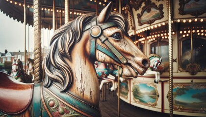 Fototapeta na wymiar Close-up of a Vintage Carousel Horse