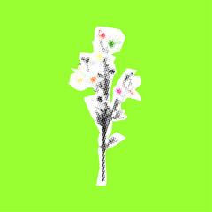 flowers bouquet in retro halftone style