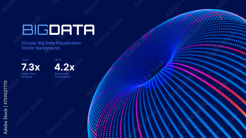 Poster Digital Big Data Flow Vector Background. Big Data Technology Lines. Abstract Science Technology Illustration. Big Data Neural Network Background Concept. AI Visualization Concept. 