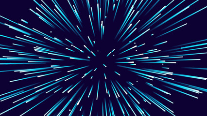 Digital Data Flow Vector Background. Big Data Technology Lines. 5G Wireless Data Transmission. High Speed of Light Trails. Information Flow in Virtual Reality Cyberspace. Vector Illustration.