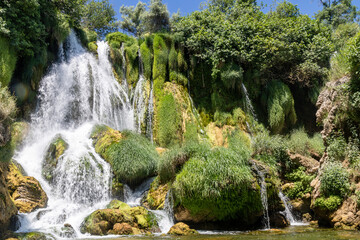 Vodopad Kravica, Kravice waterfall, a large tufa cascade on the Trebižat River, in the karstic...