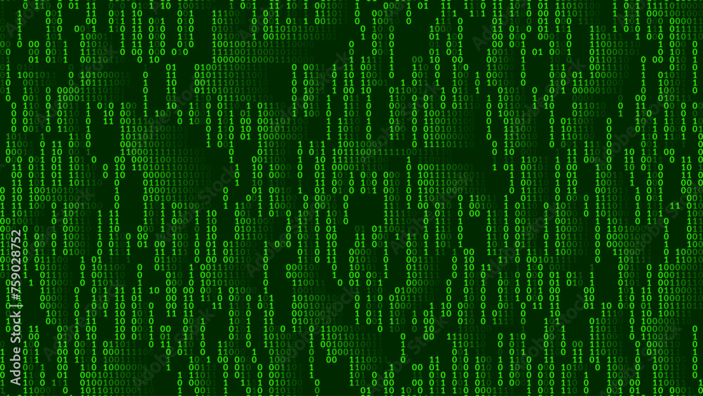 Aufkleber Abstract Binary Software Programming Code Background. Random Parts of Program Source Code. Binary Digits Matrix. Digital Data Cyber Security Technology Concept. Ultra Wide Vector Illustration.