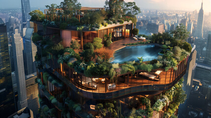 Cultivating Serenity in a Rooftop Garden Oasis on a City Skyscraper
