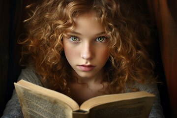 Generative AI technology conceptual picture world book day children reading book in library