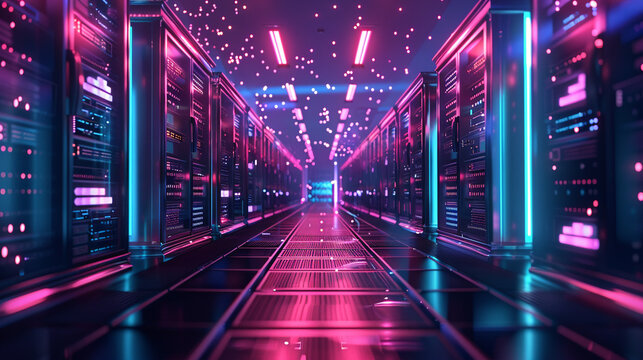 Data classification process visualized in a vibrant dynamic data center showcasing analytic tools and storage solutions