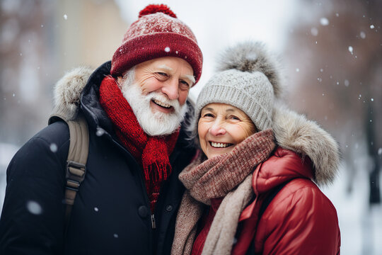 Generative AI portrait of beautiful mature model couple celebrate holiday