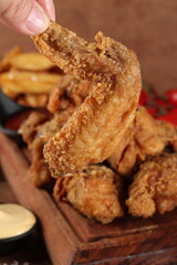 potatoes, chickem, fried