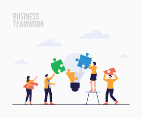 Teamwork and partnership business landing page concept