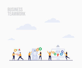Business teamwork and partnership business landing page concept
