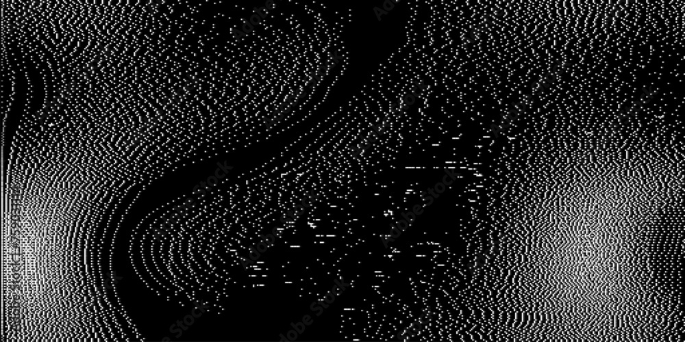 Poster Analog Static Noise Glitch Effect. Digital Pixel Noise. VHS Corrupted Signal. Damaged Error Television Image. Vector illustration.