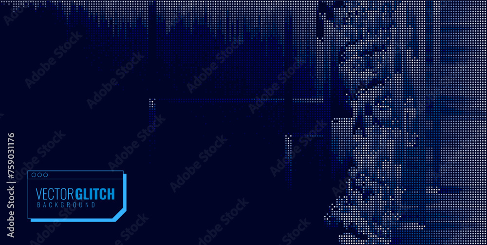 Poster Colorful Glitch Screen Effect Background. Abstract Digital Pixel Dots Noise Glitch Error. Overlay Texture Pixel Sorting Effect Illustration. Modern Sci-Fi Game Vector Background.