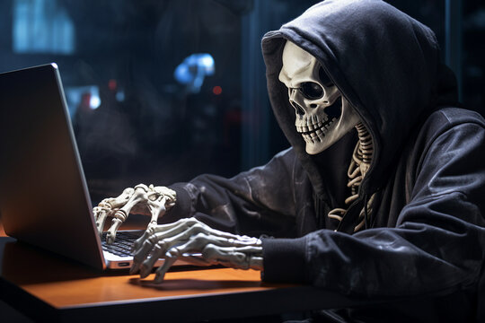 Hard working person in modern interior office programming writing web java script code AI technology generation