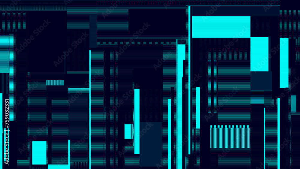 Aufkleber blue lines glitch background. abstract noise effect, error video damage, stylized data corrupted lin