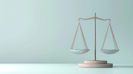 Close up balance scales of justice for attorney law copy space background. AI generated image - obrazy, fototapety, plakaty
