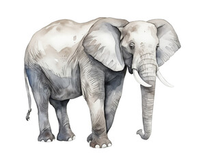 Elephant single object watercolor illustration isolated on white background for removing backgroundIsolate