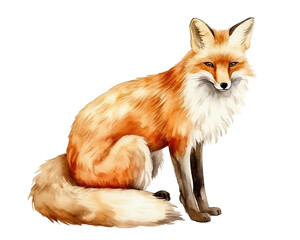 Obraz premium Fox single object watercolor illustration isolated on white background for removing backgroundIsolate
