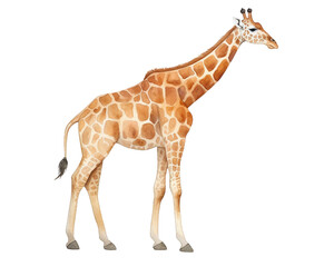 Obraz premium Giraffe single object watercolor illustration isolated on white background for removing backgroundIsolate
