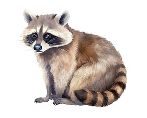 Obraz premium Raccoon single object watercolor illustration isolated on white background for removing backgroundIsolate