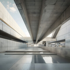 Sleek Modern Concrete Architecture of Contemporary Bridges generative ai