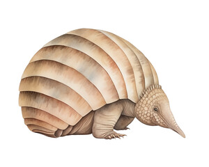 Armadillo single object watercolor illustration isolated on white background for removing backgroundIsolate