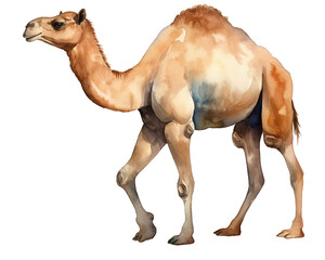 Camel single object watercolor illustration isolated on white background for removing backgroundIsolate