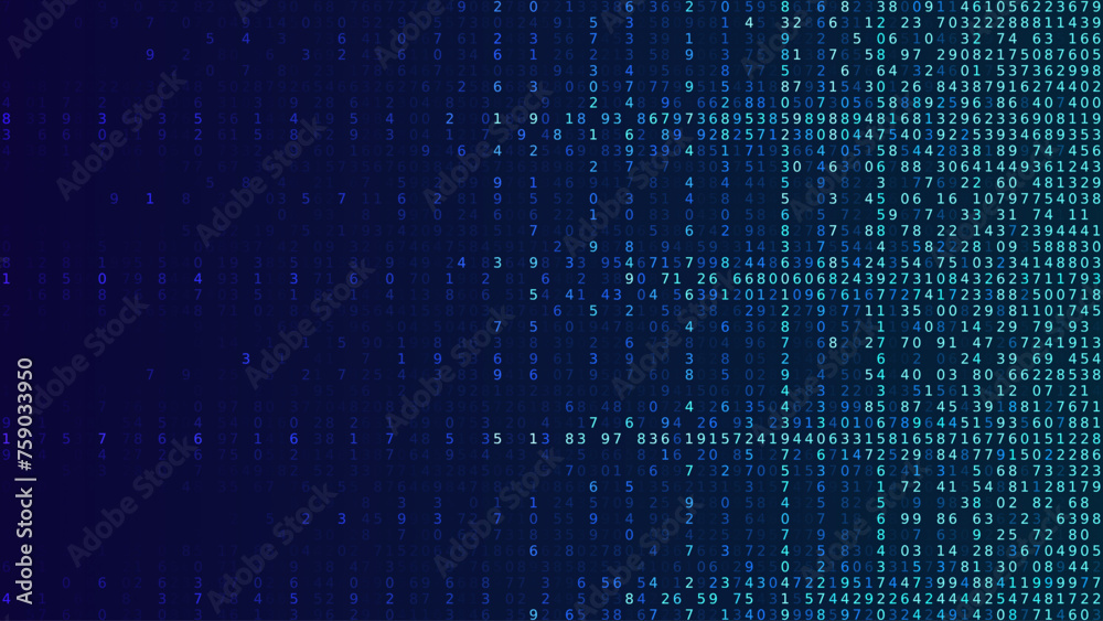 Fototapete Abstract Numbers Matrix Background. Binary Computer Machine Code. Coding Programming Hacker Concept. Computer Science or Network Security Education Vector Background Illustration.