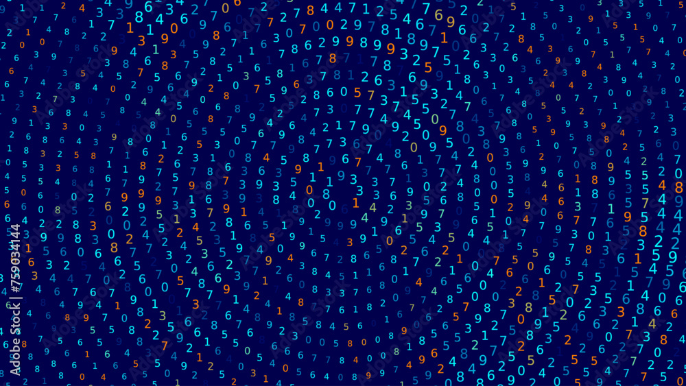 Leinwandbilder Abstract Numbers Matrix Background. Binary Computer Machine Code. Coding Programming Hacker Concept. Computer Science or Network Security Education Vector Background Illustration.