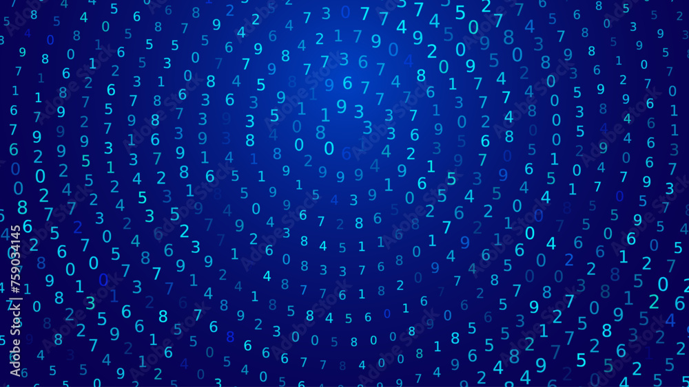 Leinwandbilder Abstract Numbers Matrix Background. Binary Computer Machine Code. Coding Programming Hacker Concept. Computer Science or Network Security Education Vector Background Illustration.